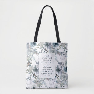 Romans 15:13 God of Hope, Floral Tote Bag
