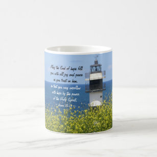 Romans 15:13 God of Hope, Lighthouse Coffee Mug