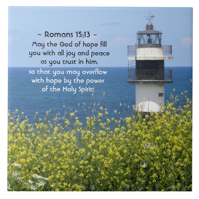 Romans 15:13 May the God of Hope, Lighthouse Tile (Front)