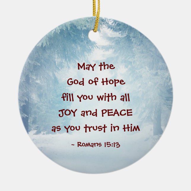 Romans 15:13 The God of Hope, Christmas Ceramic Tree Decoration (Front)