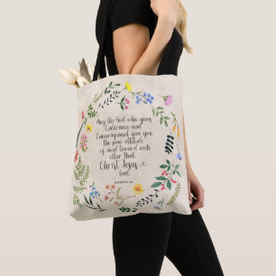Romans 15:15 Christian Bible Verse Watercolor  Tote Bag