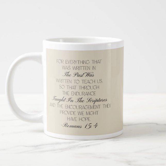 Romans 15:4 Hope Bible Verse Mug  (Left)