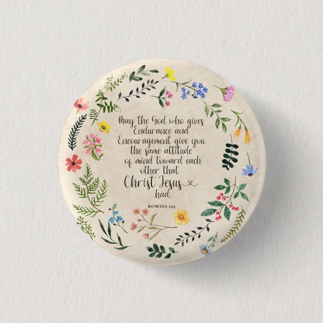 Romans 15:5 Bible Verse Image 3 Cm Round Badge (Front)