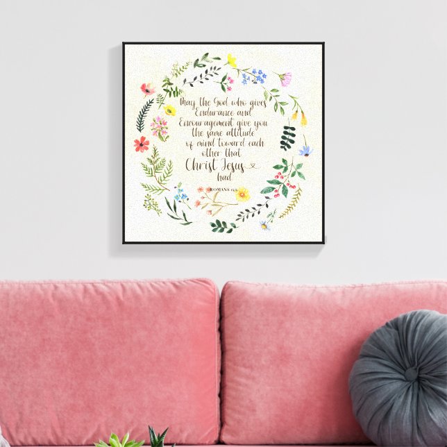 Romans 15:5 Bible Verse Image Canvas Print (Insitu(LivingRoom))