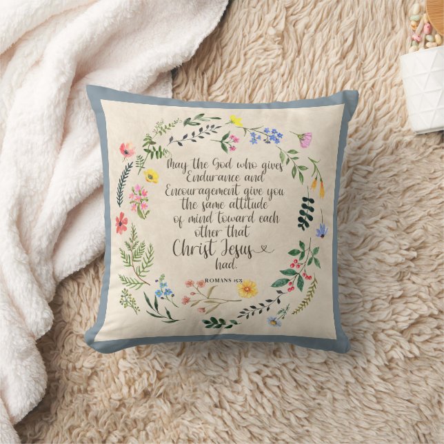 Romans 15:5 Bible Verse Image Cushion (Blanket)