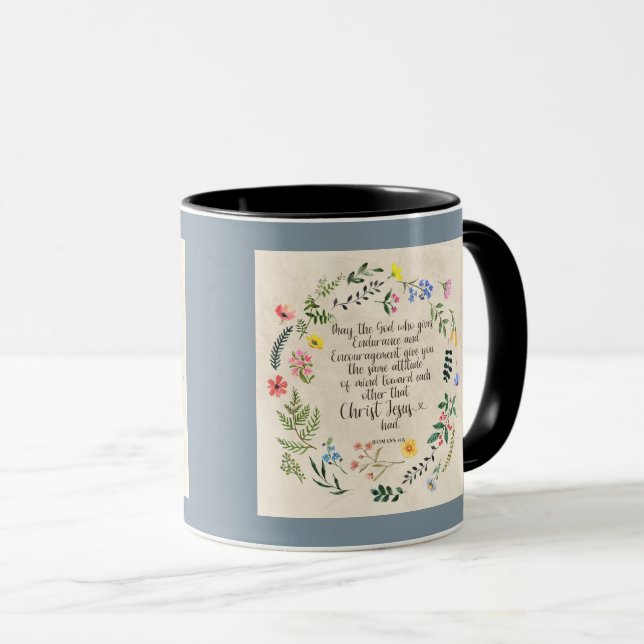 Romans 15:5 Bible Verse Image Mug (Front Right)