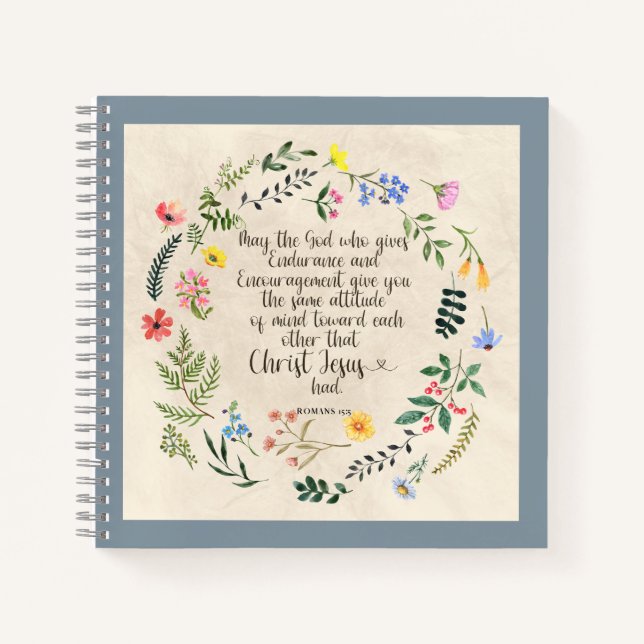 Romans 15:5 Bible Verse Image Notebook (Front)