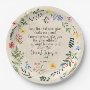 Romans 15:5 Bible Verse Image Paper Plate