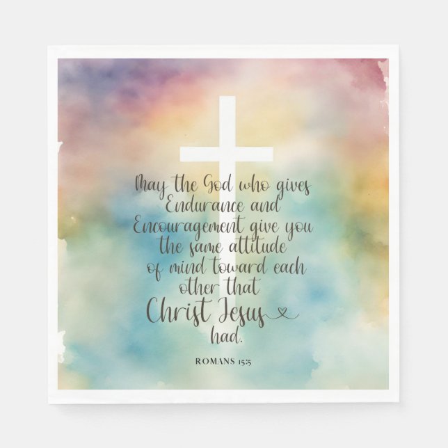 Romans 15:5 Bible Verse Paper Napkins (Front)