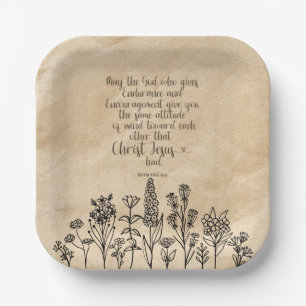 Romans 15:5 Bible Verse Paper Napkins Paper Plate