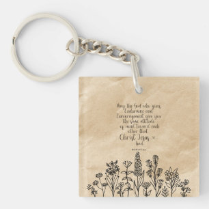 Romans 15:5 Christian Bible Verse Image Key Ring