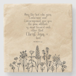 Romans 15:5 Christian Bible Verse Image Stone Coaster