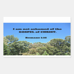 Romans 1:16 For I am not ashamed of... Rectangular Sticker