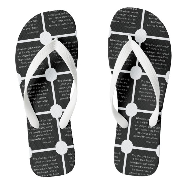 Romans 1:25 Bible Verse Quote W/B All-Over Unisex Flip Flops (Footbed)