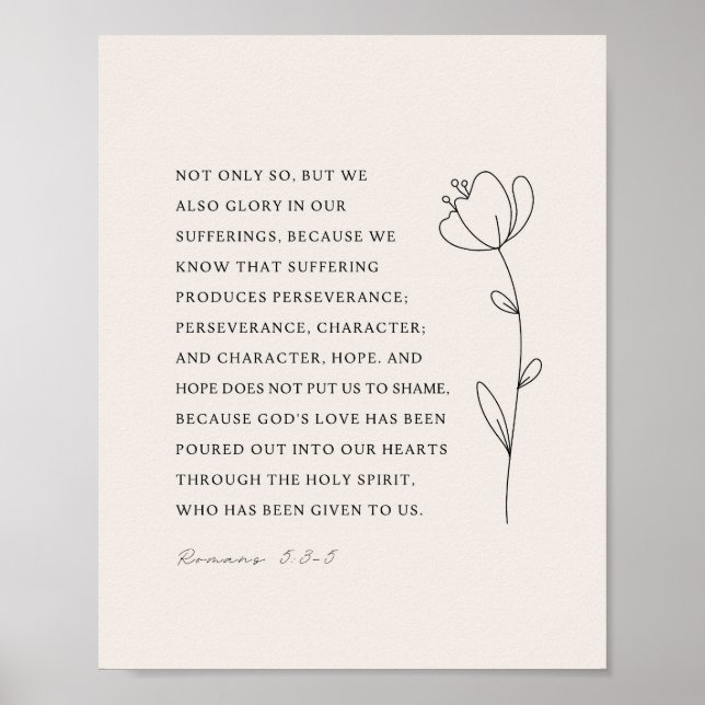 Romans 5:3-5 Bible Verse Poster (Front)