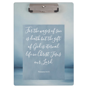 Romans 6:23 Bible Verse Image Spiral Notebook Clipboard