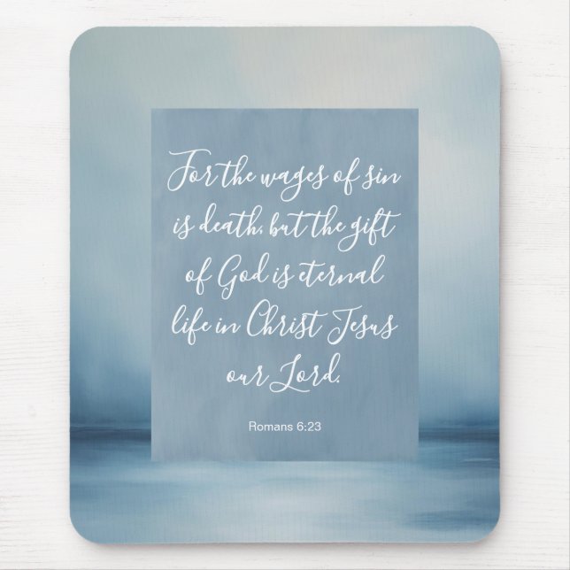 Romans 6:23 Bible Verse Image Spiral Notebook Mouse Mat (Front)