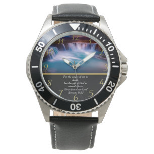 Romans 6:23 Christian Faith a waterfall gold Watch