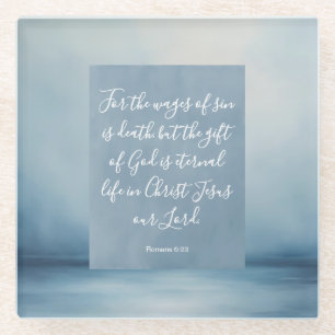 Romans 6:23 Customisable Bible Verse  Glass Coaster