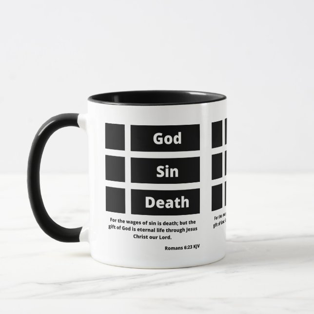 Romans 6:23 KJV Bible Verse Two-Tone Mug (Left)