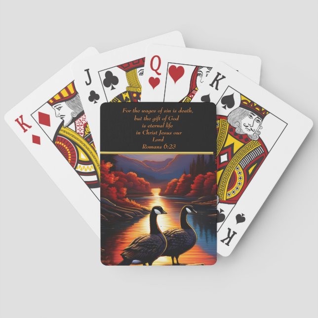 Romans 6:23  White Church  gold Playing Cards (Back)
