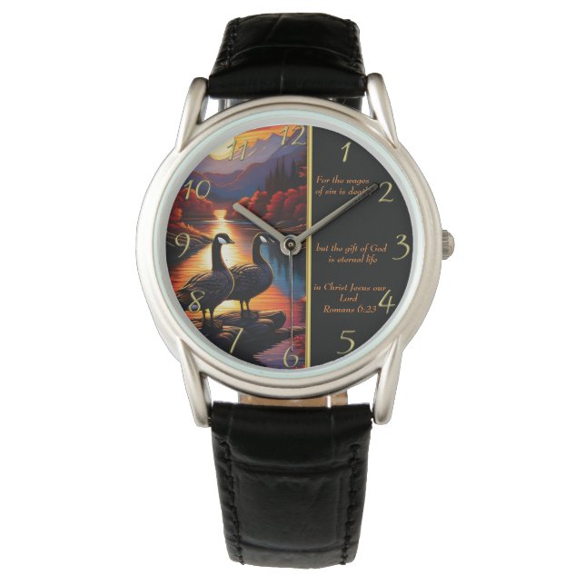 Romans 6:23  White Church  gold Watch (Front)