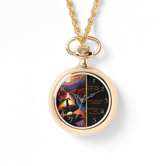 Romans 6:23  White Church  gold Watch (Front)