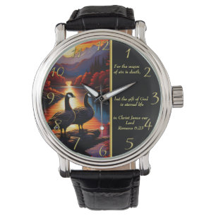 Romans 6:23  White Church  gold Watch