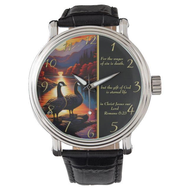 Romans 6:23  White Church  gold Watch (Front)