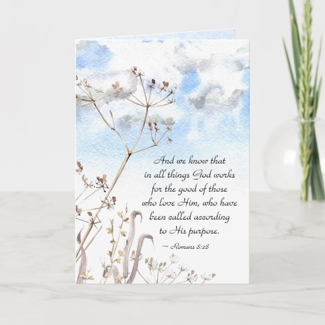 Romans 8:28 All things God works for the good Card (Front)