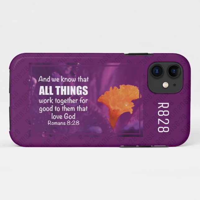 Romans 8:28 | ALL THINGS WORK TOGETHER Purple Case-Mate iPhone Case (Back (Horizontal))