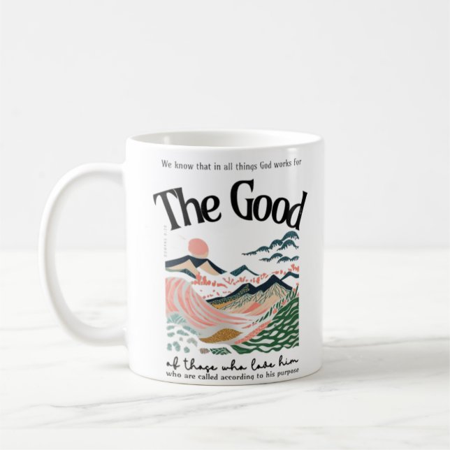 Romans 8:28 Artwork Coffee Mug (Left)
