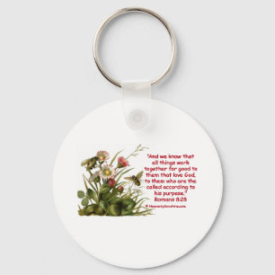 Romans 8:28 Bee Motif Key Ring