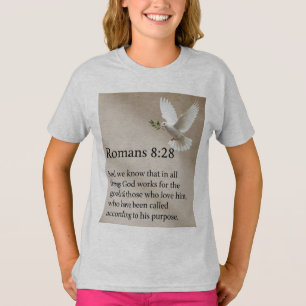 Romans 8:28 Bible Verse Girl's Tee Shirt