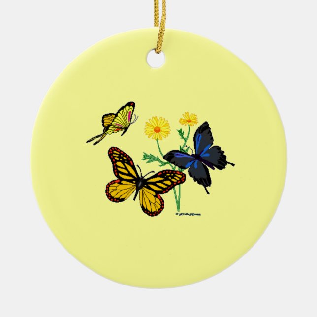 Romans 8:28 Butterflies Ceramic Tree Decoration (Front)