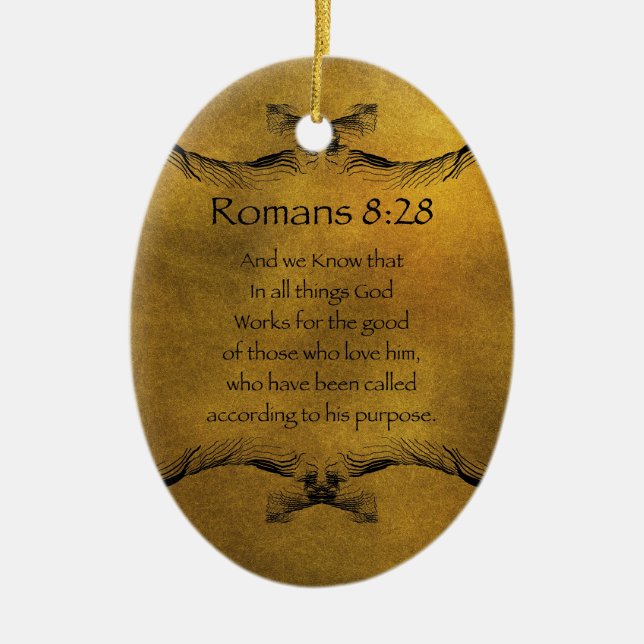 Romans 8:28 ceramic tree decoration (Front)
