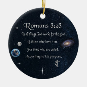 Romans 8:28 Christian Bible verse Ceramic Tree Decoration