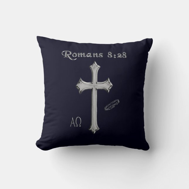 Romans 8:28 Christian Bible verse Cushion (Front)