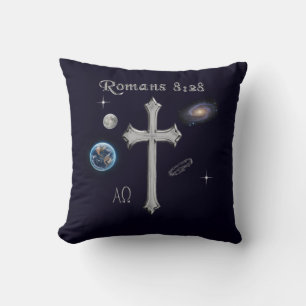 Romans 8:28 Christian Bible verse Cushion