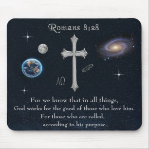 Romans 8:28 Christian Bible verse Mouse Mat