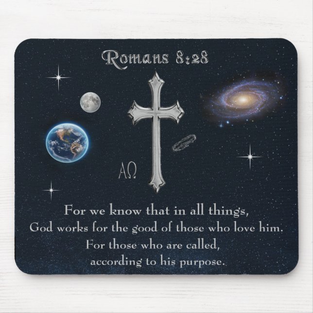 Romans 8:28 Christian Bible verse Mouse Mat (Front)