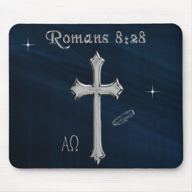 Romans 8:28 Christian Bible verse Mouse Mat (Front)