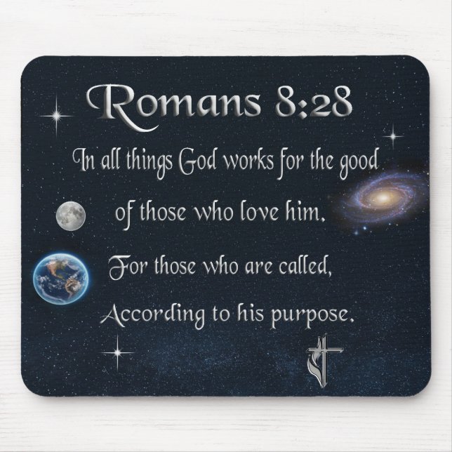 Romans 8:28 Christian Bible verse Mouse Mat (Front)