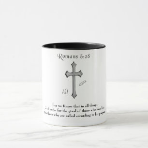 Romans 8:28 Christian Bible verse Mug