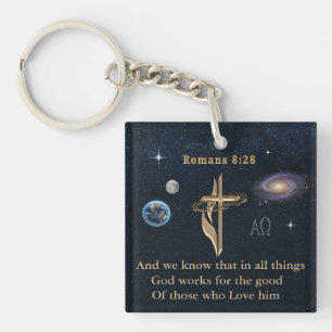 Romans 8:28 Christian  Key Ring