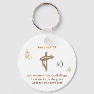 Romans 8:28 Christian Key Ring