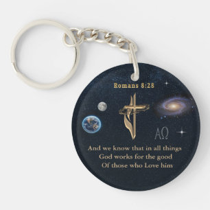 Romans 8:28 Christian Key Ring