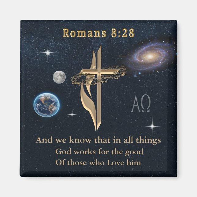Romans 8:28 Christian  Magnet (Front)