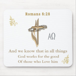 Romans 8:28 Christian  Mouse Mat