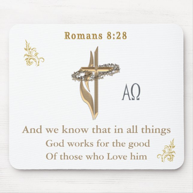 Romans 8:28 Christian  Mouse Mat (Front)